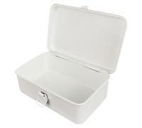DEEPCRAFF Petite Boîte à Outils en Acier Laminé à Froid Blanc Vintage Grosse Capacité de Stockage et Durabilité, Coffre à Outils Métal Élégant pour Bureau ou Atelier