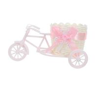 DEEPCRAFF Pot de Fleurs à Tricycle Panier à Fleurs Tressé en Plastique Rose, Décoration Centrale Rétro pour Mariage et Événements, Centre de Table Saint-Valentin
