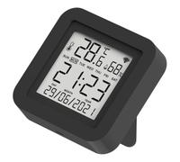 DEEPCRAFF Thermohygromètre Numérique Intérieur Écran Lcd, Affiche Humidité et Heure, Matériau Abs Noir, pour Chambres et Usage Domestique