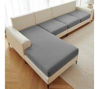 DeepDream Housse de coussin de canapé extensible, en forme de L, élastique, lavable, antidérapante, universelle (gris foncé, 3 housses de siège + 1 housse de chaise longue)