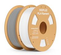 DEEPLEE Filament PLA Blanc et Gris 2kg de 1.75 mm avec Haute Précision de +/- 0,02 mm 2 Bobines pour Imprimantes 3D FDM