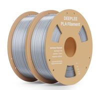 DEEPLEE Filament PLA de Soie PLA Silk Gris Argenté 2kg de 1.75 mm avec Précision de +/- 0,02 mm 2 Bobines pour Imprimantes 3D FDM