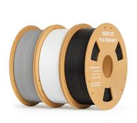 DEEPLEE Filament PLA Noir, Blanc et Gris 3kg de 1.75 mm avec Précision de +/- 0,02 mm 3 Bobines pour Imprimantes 3D FDM
