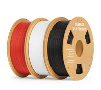 DEEPLEE Filament PLA Noir, Blanc et Rouge 3kg de 1.75 mm avec Haute Précision de +/- 0,02 mm 3 Bobines pour Imprimantes 3D FDM