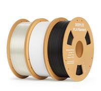 DEEPLEE Filament PLA Noir, Blanc et Translucide 3kg de 1.75 mm avec Haute Précision de +/- 0,02 mm 3 Bobines pour Imprimantes 3D FDM