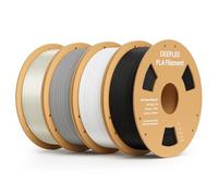 DEEPLEE Filament PLA Noir, Blanc, Gris et Transparent 4kg de 1.75 mm avec Précision de +/- 0,02 mm 4 Bobines pour Imprimantes 3D FDM