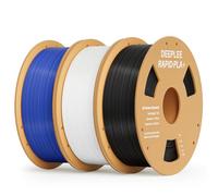 DEEPLEE Filament PLA+ Rapide Noir, Blanc et Bleu 3kg de 1.75 mm Filament PLA Plus Haute Vitesse avec Précision de +/- 0,02 mm 3 Bobines pour Imprimantes 3D FDM