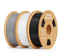 DEEPLEE Filament PLA+ Rapide Noir, Blanc et Gris 3kg de 1.75 mm Filament PLA Plus Haute Vitesse avec Précision de +/- 0,02 mm 3 Bobines pour Imprimantes 3D FDM