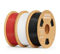 DEEPLEE Filament PLA+ Rapide Noir, Blanc et Rouge 3kg de 1.75 mm Filament PLA Plus Haute Vitesse avec Précision de +/- 0,02 mm 3 Bobines pour Imprimantes 3D FDM