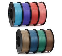 DEEPLEE Filament PLA Soie PLA Silk Multicolore Bleu Ciel, Violet Bleuté, Rouge Vif, Rose Pêche, PLA Métallique Or. Bleu, Vert, Bronze, 1.75 mm +/- 0,02 mm, 250g x 8 Bobines pour Imprimantes 3D FDM