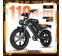 DEEPOWER QS7 Vélo Électrique Tout-Terrain, Moteur à Couple Élevé 110N·m, Batterie LG 48V 60Ah, Pneus Fat 20 Pouces, VTT Électrique pour Adultes, Freins à Disque, Style Moto QS7 60AH