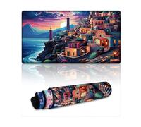 DEEPPAPEU Grand Tapis de Souris Gmaing psychédélique Santorin la Nuit sous-Main en Caoutchouc antidérapant imperméable et antitache Convient pour PC MacBook Ordinateur Portable 40 x 75 cm