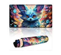 DEEPPAPEU Tapis de Souris psychédélique Fox 40 x 75 cm sous-Main Anti-effilochage Bords Cousus Base en Caoutchouc antidérapante précision et Vitesse améliorées
