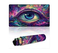 DEEPPAPEU Tapis de Souris psychédélique imperméable Motif troisième œil 40 x 75 cm Surface Lisse Haute précision Mouvement Rapide Anti-Rayures Base antidérapante