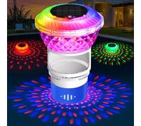 DeeprBling Diffuseur Chlore Piscine avec Solaire Lumière Marquise, Flotteur Chlore Piscine avec Bouton, Diffuseur Piscine Chlore Flottant à LED Changeant Couleur, Distributeur Chlore Flottant Piscine