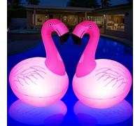DeeprBling Flamingo Flottant Flottant pour Piscine, Lumière Solaire Gonflable pour Bassin, LED On/Off Automatique, Etanche pour Piscine et Bassin