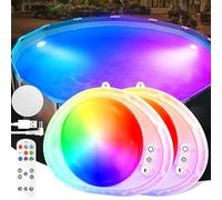 DeeprBlu Amélioré Éclairage Piscine Submersible Sans Fil avec Télécommande, Lampe Piscine Flottante Rechargeable, Éclairage Piscine Aimanté avec Colle, Lumiere Piscine Sous l'eau pour Baignoire - 2pcs