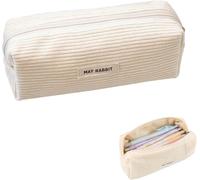 Deepton Fabric Drawstring Pencil Case, Teenager School Pencil Case, Pen Case, Large Capacity Storage Pencil Case, Teenager For Toiletry Bag, White, Modern