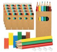 Deepton Lot de 20 petits crayons de couleur avec 6 crayons de couleur Knder - 120 crayons en bois multicolores avec 4 taille-crayons - Pour enfants - Pour le dessin, l'écriture, l'esquisse et la