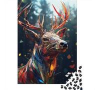Deer 1000 Pièces Papier Solide Puzzle Adultes Biche Colorée Puzzle Portable Soirée Jeux Famille Stimulant Amusant Niveau Difficulté Équilibré 52x38cm/1000pcs
