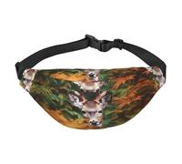 Deer Among Sac banane à motif de feuilles épaisses pour homme et femme, sac banane à bandoulière pour tous les jours, sac banane avec sangle réglable, sac de poitrine décontracté pour randonnée,