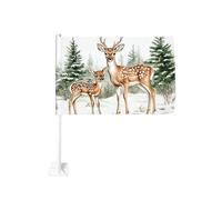 Deer And Fawn In The Snow Car Flag Outdoor Window Clip 30x45cm Double Face Car Decoration