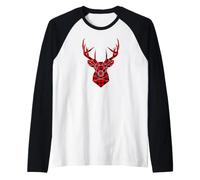 Deer Antler Buffalo Check Plaid Renne Hunter Femmes Hommes Manche Raglan