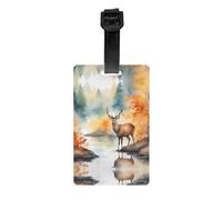 Deer by The River Mallette amovible pour sac de golf, étiquette de confidentialité, sac d'école pour enfants, étiquette de sac de sport, étiquette de bagage de voyage