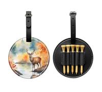 Deer by The River Sac de rangement multifonction pour tee de golf pour homme, matériau PU durable Noir
