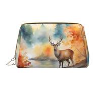 Deer by The River Trousse de maquillage portable en cuir pour cosmétiques, articles de toilette et essentiels quotidiens, blanc, Taille unique