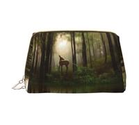 Deer by The River Trousse de maquillage pour voyage, trousse de toilette portable en cuir pour homme et femme, blanc, Taille unique