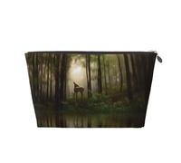 Deer by The River Trousse de toilette de voyage en cuir pour homme et femme, Argenté., Taille unique