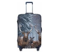 Deer Herd Housse de protection élastique pour valise de voyage Motif imprimé anti-rayures, Noir , S