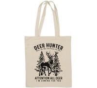 Deer Hunter Roses are Red and Violets are Blue Attention All Deer I'm Coming for You Deer Sac fourre-tout en coton naturel Blanc
