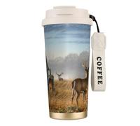 Deer Hunting Tasse à café à double paroi en acier inoxydable 316, durable, isolée et élégante pour les amateurs de café et de thé