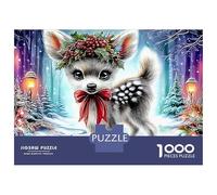 Deer in Bloom Puzzle 1000 Pièces Pup de Noëlpour Débutants Carton Épais Facile À Assembler pour Éducation sans Défaut 70x50cm/1000pcs