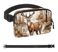 Deer in Maple Leaf Forest-1896 Sac banane unisexe style : sacs banane tendance, sacs à bandoulière sport minces à la mode pour jogging, randonnée, randonneur, femme, homme, multicolore, 4 x 23 x 15