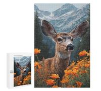 Deer in Mountain Flowers Puzzle 1000 Pièces Educa Jouet en Bois Cadeau Unique Décoration Intérieure Jeu Éducatif Challenge Toy Adultes Et Enfants À Partir De 14 Ans 1000 PCS