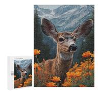 Deer in Mountain Flowers Puzzle 1000 Pièces Educa Jouet en Bois Cadeau Unique Décoration Intérieure Jeu Éducatif Challenge Toy Adultes Et Enfants À Partir De 14 Ans 500 PCS