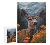 Deer in Mountain Flowers Puzzle 1000 Pièces Educa Jouet en Bois Cadeau Unique Décoration Intérieure Jeu Éducatif Challenge Toy Adultes Et Enfants À Partir De 14 Ans 300 PCS