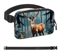 Deer in the Forest-1863 Sac banane unisexe style : sacs banane tendance, sacs à bandoulière sport minces à la mode pour jogging, randonnée, randonneur, femme, homme, multicolore, 4 x 23 x 15 cm,