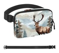 Deer in the High Mountains-1850 Sac banane pour homme et femme avec sangle réglable, sac banane tendance pour voyage, plein air, course à pied, randonnée, multicolore, multicolore,