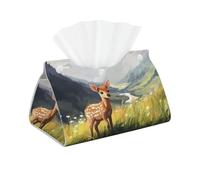 Deer in the Meadow Long Housse de boîte à mouchoirs en similicuir pour salle de bain, salon, bureau, chambre à coucher, voiture