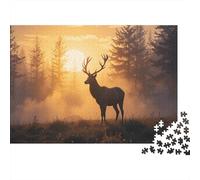 Deer in The Misty forêt Puzzle 1000 Pièces Adultes intéressant Puzzles 1000 Pièces Jeu Éduchatif Cadeau 1000pcs (75x50cm)