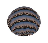Deer Mountain Pine Tree Wilderness Imprimé Bonnets De Douche Pour Femmes, Bonnets De Bain Élastiques Réutilisables, Double Chapeau De Douche Imperméable À L'eau
