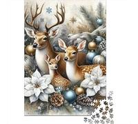 Deer Puzzle À 1000 Morceaux Papier Épais Renne de Noël Herd Puzzle Familial Passionnés De Casse-tête Activité Lien Familial Heures Divertissement Garanties 52x38cm/1000pcs
