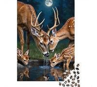 Deer Puzzle À 1000 Morceaux Papier Épais Un cerf Buvant de l'eau Puzzle Familial Passionnés De Casse-tête Compatible Plateau Activité Lien Familial 70x50cm/1000pcs