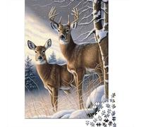 Deer Set De 1000 Pièces Papier Recyclé Deer in Snow Puzzle Adulte Amateurs Puzzle Adultes Loisirs À La Maison Casse-tête Engageant Facile Ranger 38x26cm/1000pcs