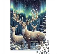Deer Set De 1000 Pièces Papier Recyclé Orée du Renard Herd Puzzle Adulte Facile À Ranger Heures Divertissement Casse-tête Engageant Activité Lien Familial 52x38cm/1000pcs