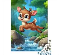 Deer Set De 1000 Pièces Papier Recyclé Saut de Chevreuil Puzzle Adulte Facile À Ranger Casse-tête Engageant Activité Lien Familial Heures Divertissement 70x50cm/1000pcs